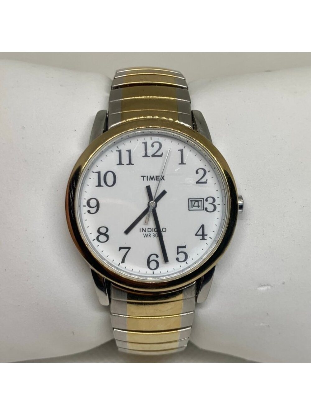 Timex indiglo date women’s watch gold silver tone 35mm  quartz analog running